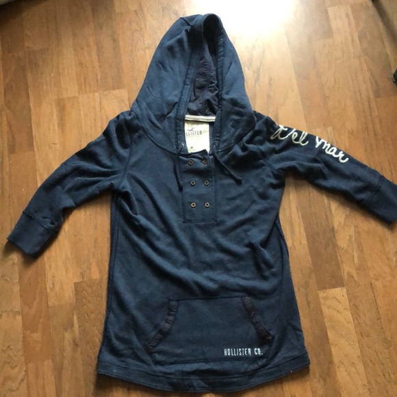Navy blue longer hoodie - Picture 1 of 3
